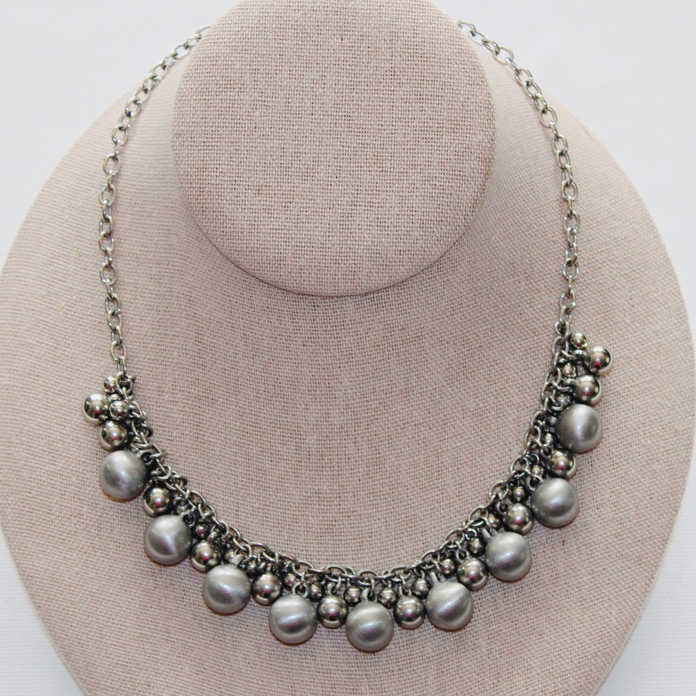 Lia Sophia Necklace Silvery Simulated Pearl and Silvertone